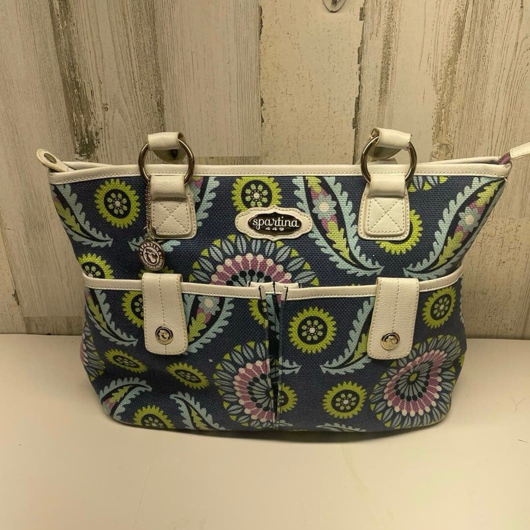 Splash Cane Large Trim Tote Blue Stripe - Spartina