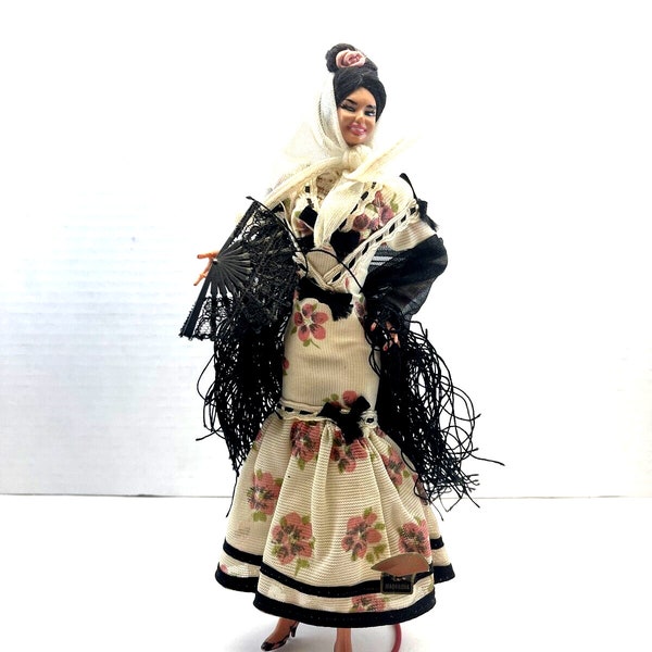 Vintage Grain Plastic Doll Folk Costume Series Madrid Floral dress 12” B#9