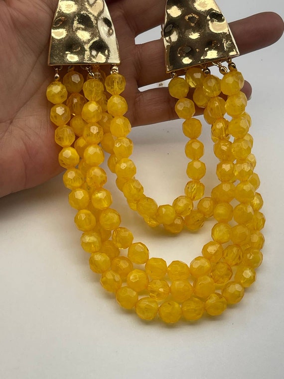 Vintage To Modern Layered Yellow Lucite Beaded Bi… - image 2