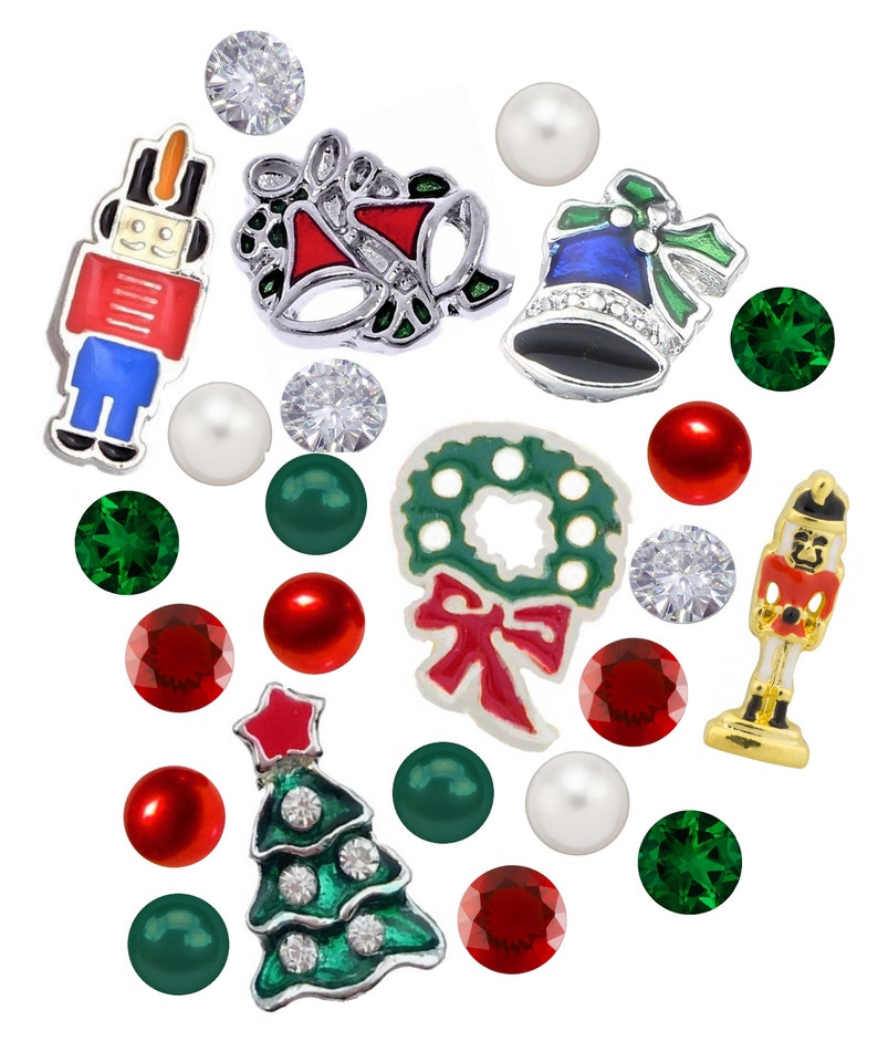 Christmas Nutcracker Floating Charm Set 9 x 4mm Czech Crystal