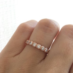 Rose Gold Wedding Ring. Beautiful Wedding Band. Fine Cz Stacking Ring. Rose Gold Full Eternity Ring. Luxury Gift Box.