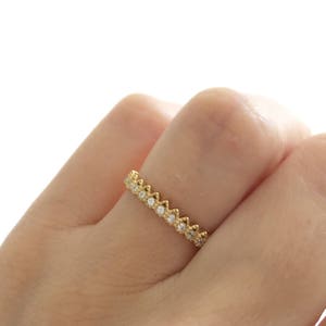 Gold Mini Crown Band Ring. Gold Full Eternity Ring. Eternity Band. Stacking Ring. Gold Stackable Ring. Cz Gold Ring Packed In A Luxury Box.