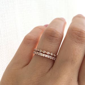 Rose Gold Wedding Bands. Eternity Band Ring. Fine Cz Stacking Rings. Rose Gold Ring Set. Sterling Silver Rose Gold Plated Wedding Bands.