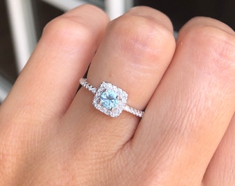 Aquamarine Ring. High Quality Sterling Silver Ring. Aqua Ring. Aqua Chalcedony Ring. Gemstone Ring. March Birthstone Ring. Sizes 4-10.
