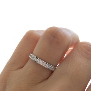 Eternity Band Ring. Silver Wedding Band Ring. 2MM Wedding Band. Fine Quality Cz Stacking Ring. Packed In A Luxury Box With Blank Note Card.