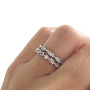 Art Deco Wedding Band Set. Sterling Silver Art Deco And Swirl Band Set. Vintage Wedding Bands. Stacking Rings Packed In A Luxury Gift Box.