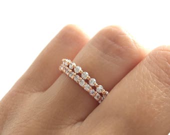 Rose Gold Wedding Ring Set. Rose Gold Eternity Band. Eternity Ring. Stacking Rings. Rose Gold Stackable Rings Packed In A Luxury Gift Box.