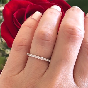 Half Eternity Band. 1mm Eternity Band Ring. Stackable Ring. Sterling Silver Wedding Band. Wedding Ring. Wedding Bands. Anniversary Ring.