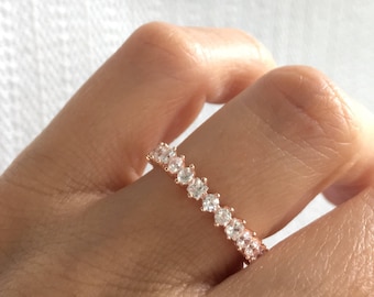 Rose Gold Wedding Band. Wedding Ring. Eternity Band Ring. 3MM Fine Cz Eternity Ring. Rose Gold Stacking Rings. Rose Gold Eternity Band Ring.