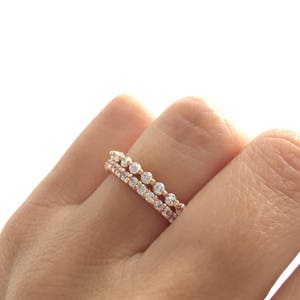 Rose Gold Eternity Band Ring. Rose Gold Wedding Bands. Wedding Ring Set. Stacking Rings, Stackable Rings. Rose Gold Luxury Eternity Ring Set