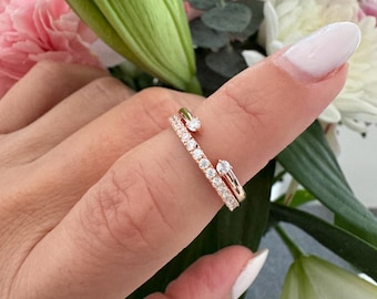 Rose Gold Wedding Bands. Wedding Ring Set. Open Gap Wedding Band. Rose Gold Band. Dainty Wedding Band. Cuff Ring. Full Eternity Band.