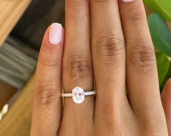 1 Carat Oval Engagement Ring. Sterling Silver Engagement Ring. Fine Quality Ring. Silver Wedding Ring. Promise Ring. Silver Solitaire Ring