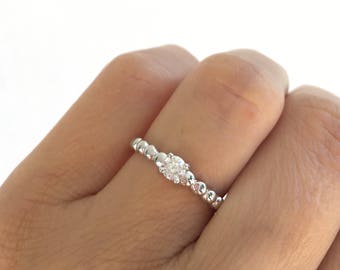 Solitaire Ring. Single Diamond Ring. Round Cut Solitaire Ring. Sterling Silver 4 Prong Solitaire Ring, Packed In A Luxury Gift Box.