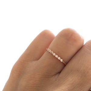 Rose Gold Twisted Thin Band. Sterling Silver Rose Gold Plated Delicate Band. Stacking Ring. Half Eternity Band. Dainty Stackable Ring.