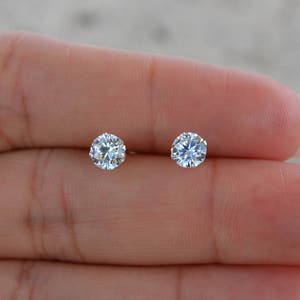 High Quality 4mm Cz Stud Earrings. Sterling Silver Round Stud Earrings. Post Earrings. Small Stud Earrings. Nickel Free Earrings.