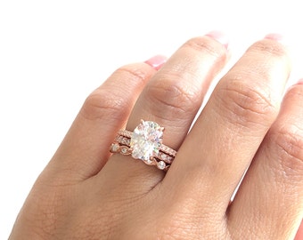 Wedding Ring Set Rose Gold Etsy