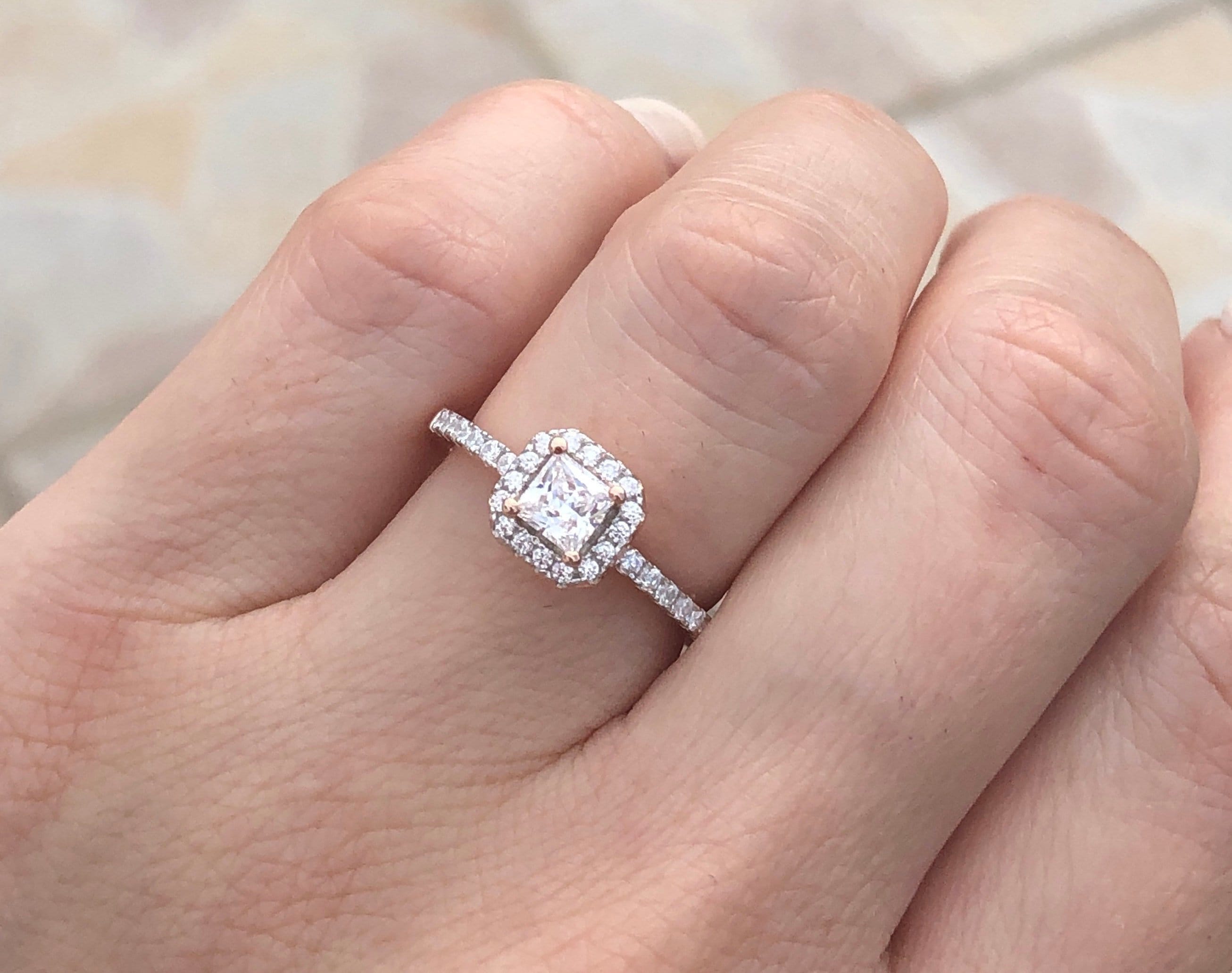 Rose Gold Verlobungsring. Princess Cut Engagement Ring. Kleine - Etsy  Schweiz