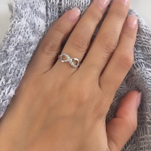 Infinity Ring. Cz Infinity Silver Ring. Cz Stackable Infinity Gold Ring ...
