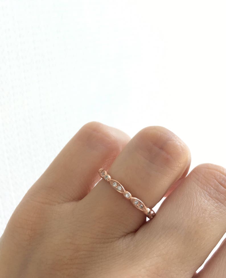 Rose Gold Art Deco Band. Art Deco Ring. Wedding Band. Rose Etsy