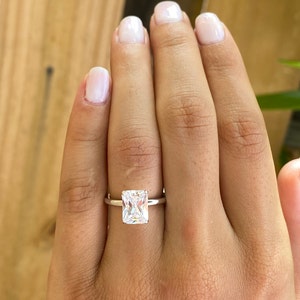 2 ct Sterling Silver Radiant Cut Engagement Ring. Diamond Simulant. Wedding Ring. Classic Solitaire Ring. Promise Ring. Anniversary Ring.