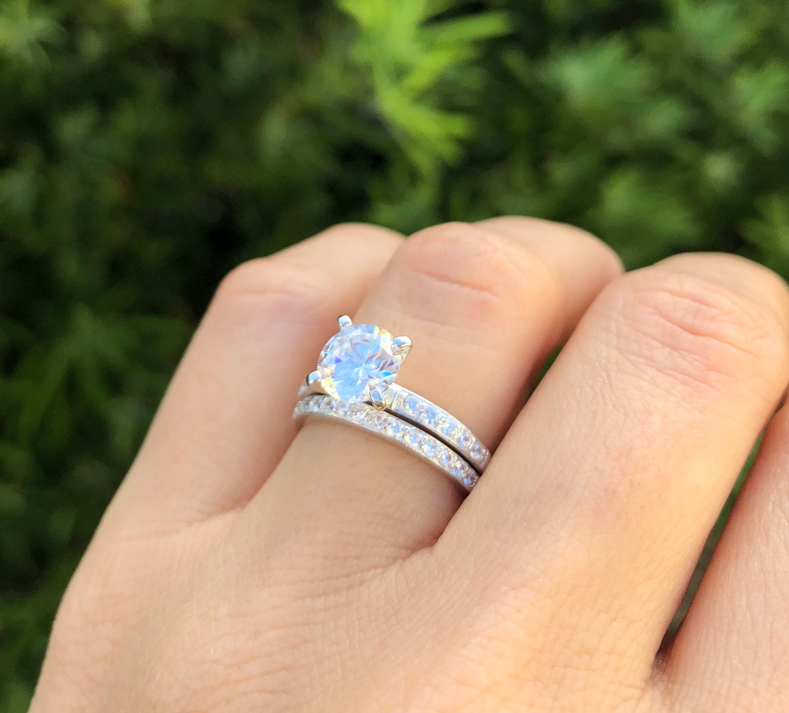 Classic Round Cut Wedding Ring Set. Sterling Silver Wedding Etsy