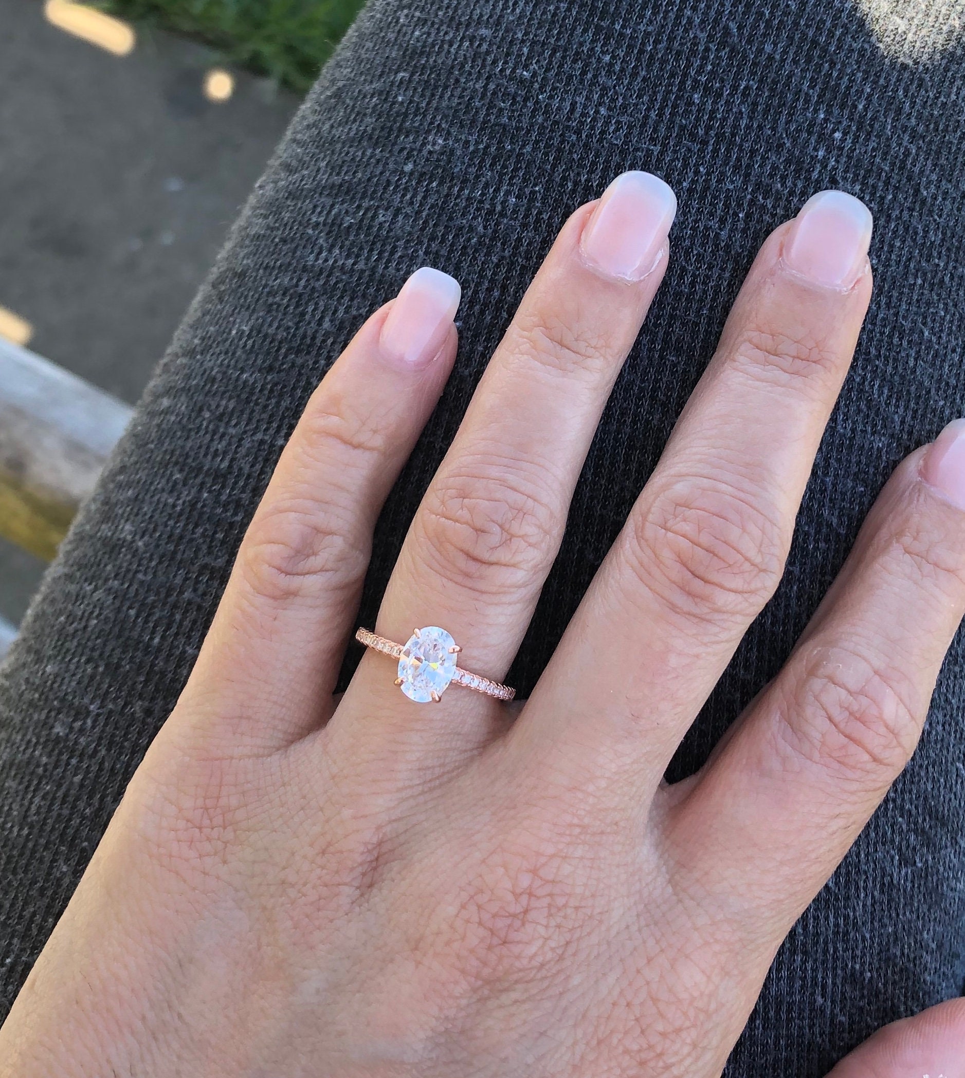 Rose Gold Oval Engagement Ring. 1 Ct Oval Cut Engagement Ring. Etsy