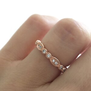 Rose Gold Eternity Ring. Art Deco Ring. Fine Cz Vintage Ring. Eternity Band Ring. Rose Gold Art Deco Band. Wedding Band. Wedding Ring.