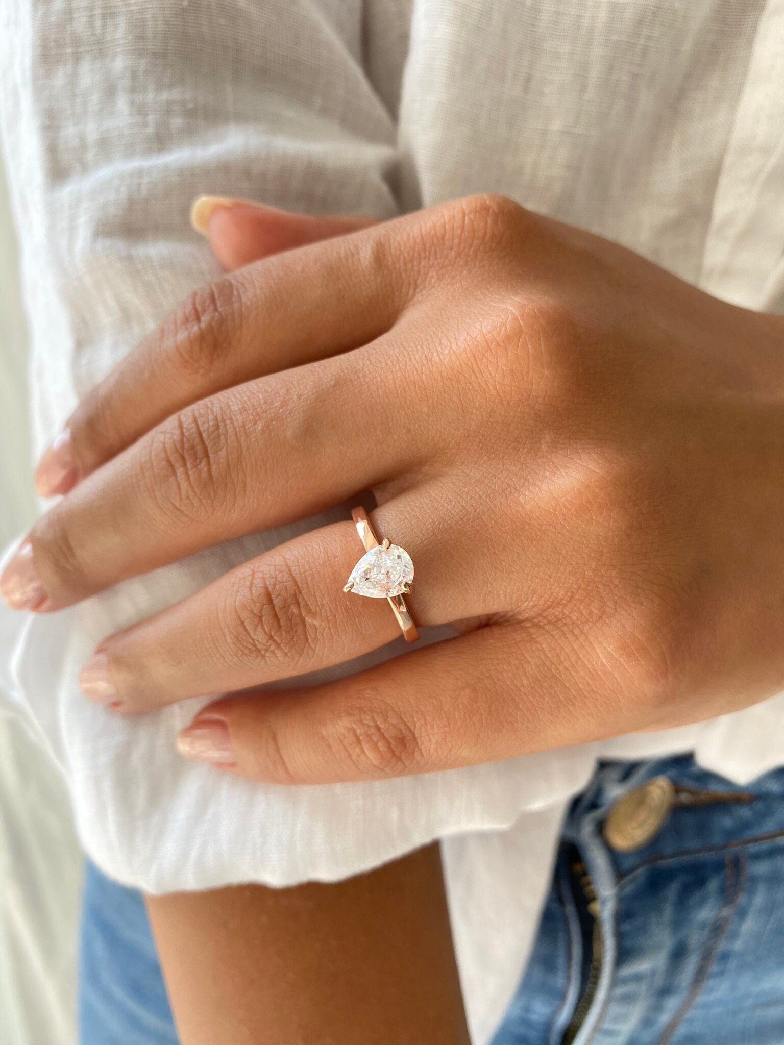 天然ダイヤモンド リング ペアシェイプカット1.246ct 新品仕上げ済