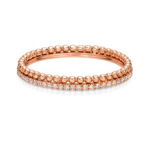Rose Gold Eternity Band Ring And Beaded Ring Set. Stacking Rings. Rose Gold Stackable Rings. Wedding Bands Packed In A Luxury Gift Box. image 5