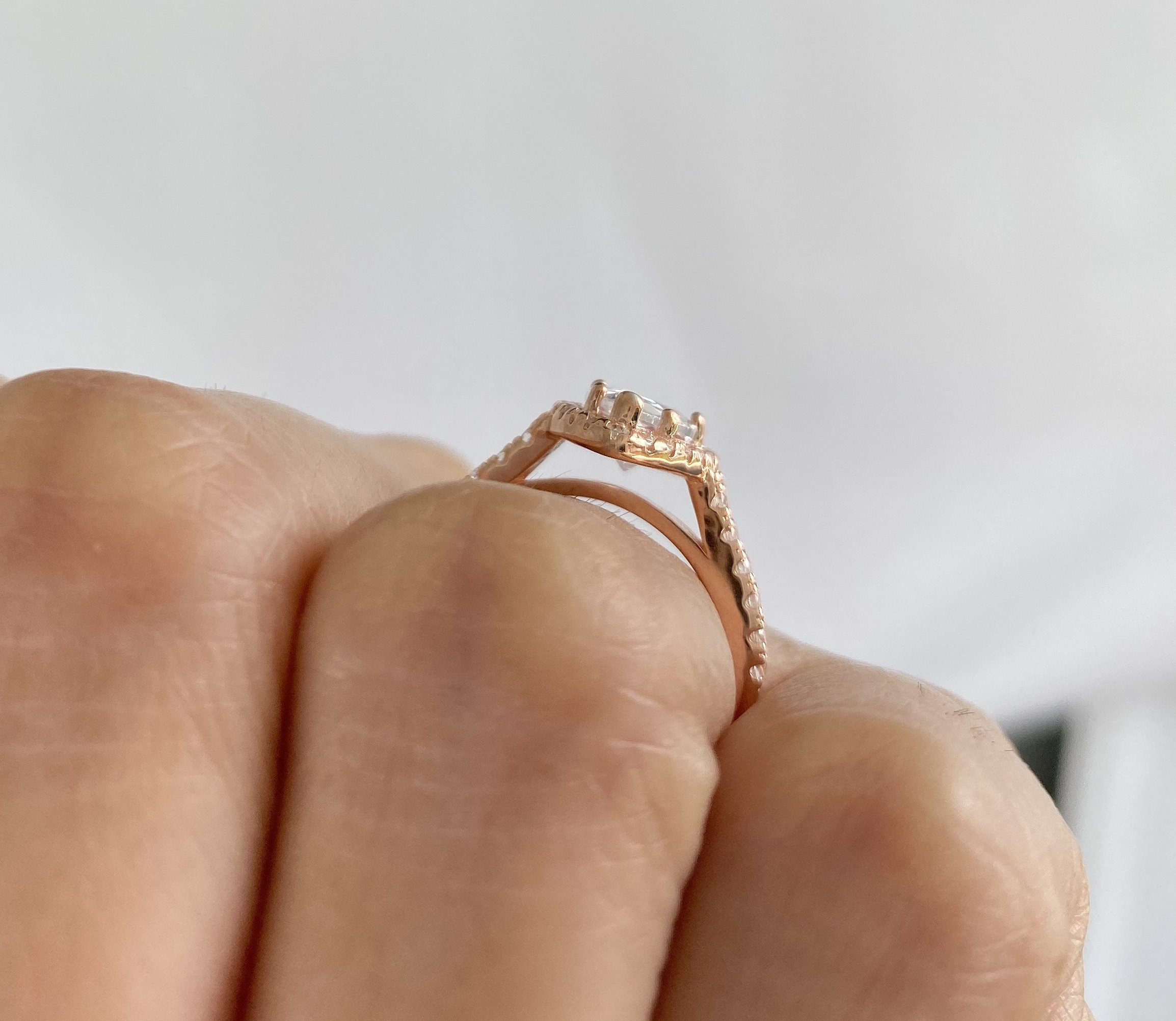 Champagne Crystal Pear-Cut Wedding Ring - Rose Gold Filled, Sizes 6-10, Perfect Bridal Jewelry 7 thumbnail image