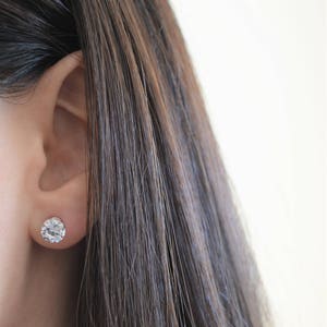 Diamond Cz Stud Earrings. Round Premium Grade Cz Studs. Sterling Silver 6mm Cz Stud Earrings.