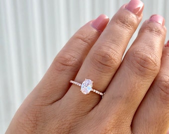 Oval Engagement Ring. Rose Gold Engagement Ring. Fine Quality Ring. Rose Gold Wedding Ring. Promise Ring. Rose Gold Solitaire Ring.