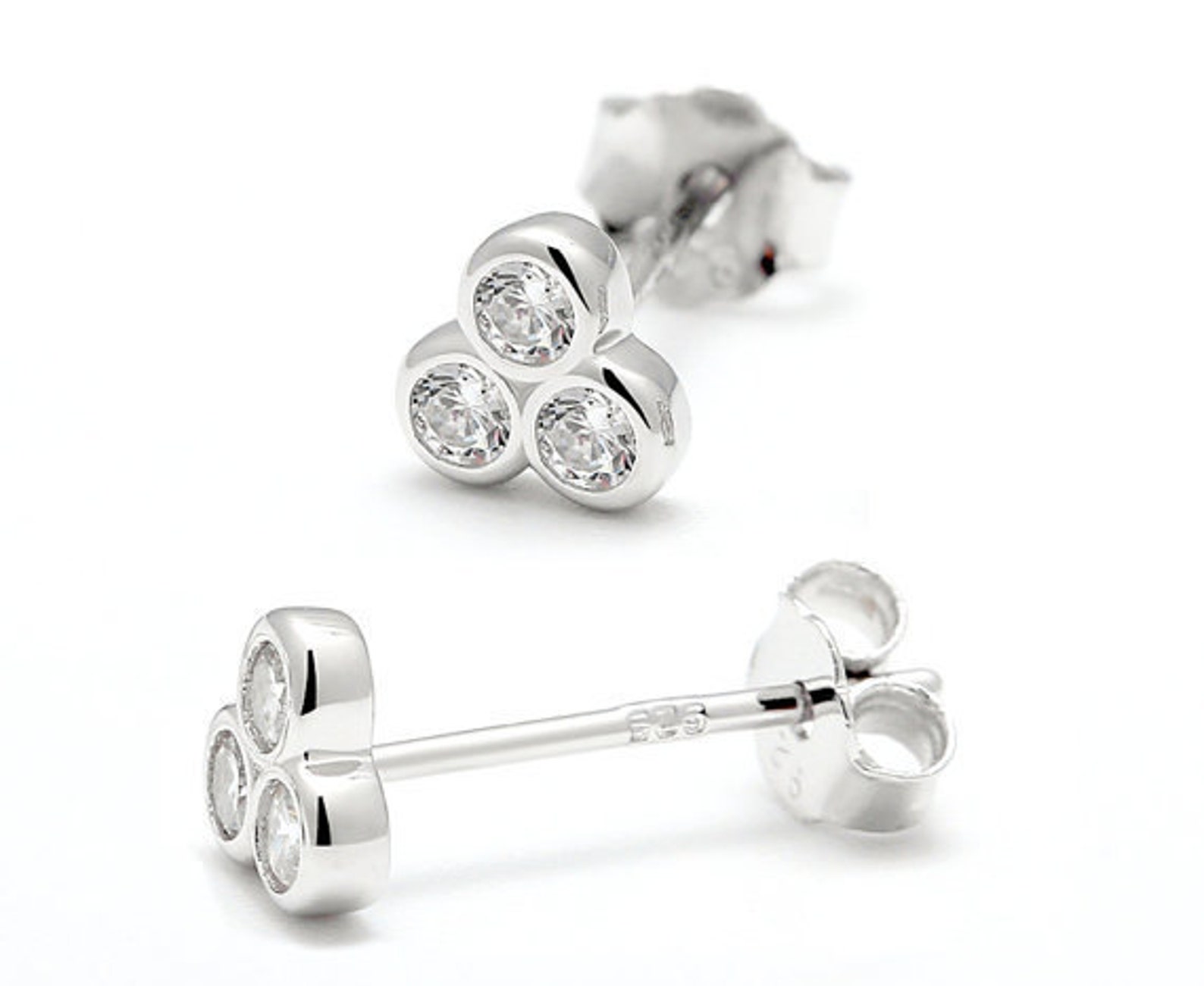 Double Diamond Chain CZ Earrings main image 1