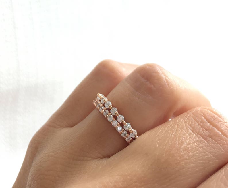 Rose Gold Wedding Ring Set. Rose Gold Eternity Band. Eternity Ring. Stacking Rings. Rose Gold Stackable Rings Packed In A Luxury Gift Box. image 3