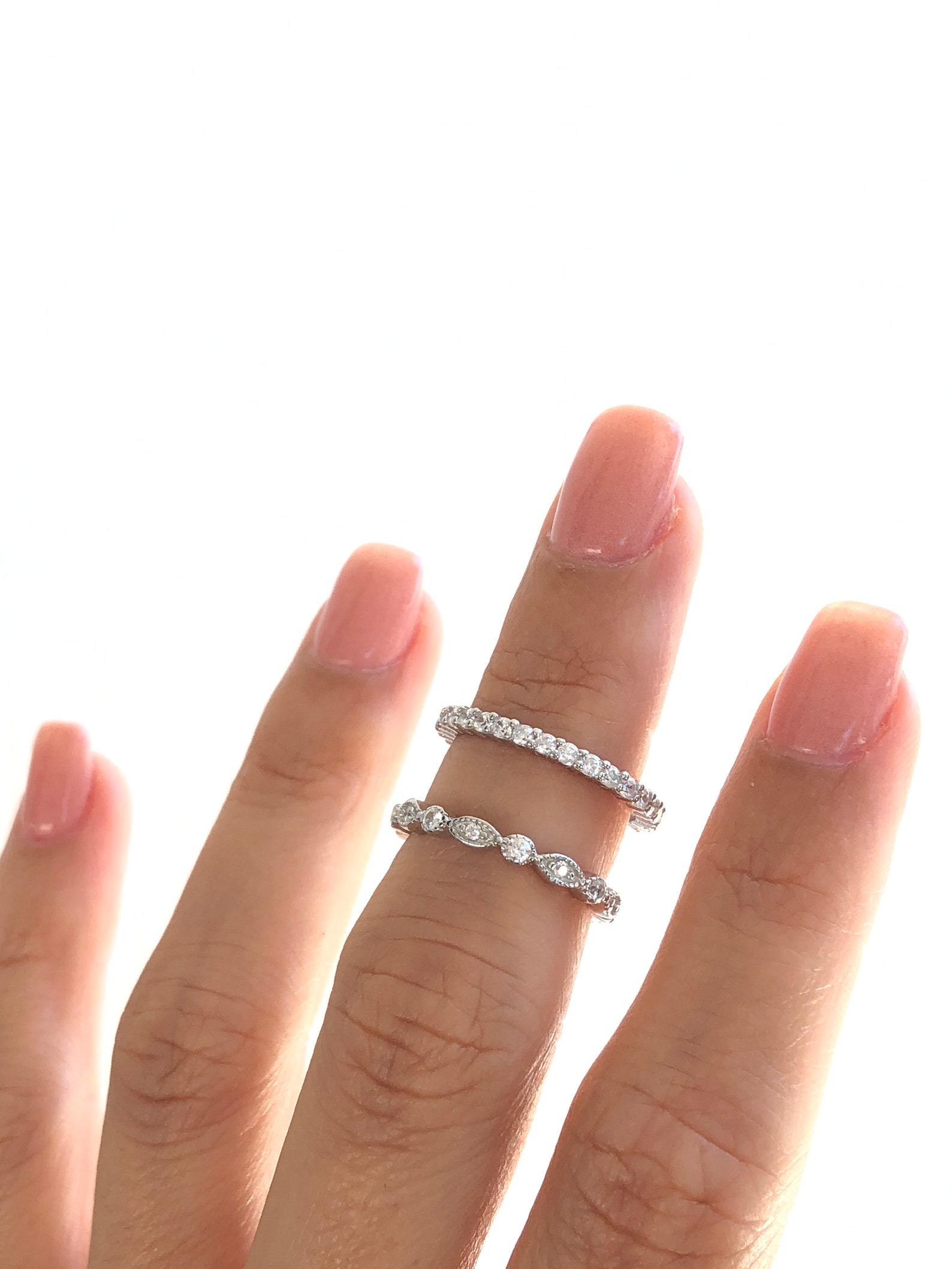 Sterling Silver Ring Set . Silver Wedding Bands. Stackable Etsy