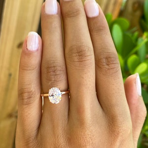 Rose Gold Oval Engagement Ring. 2 Ct Solitaire Ring. Anniversary Ring. Promise Ring Oval Wedding Ring. Classic 2 Ct Rose Gold Solitaire Ring