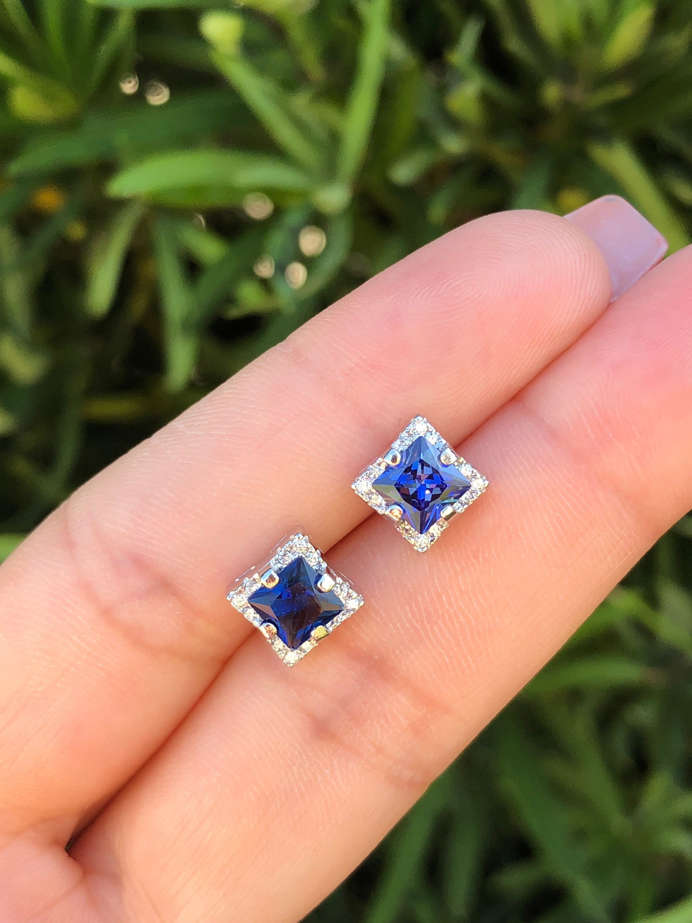 Square sapphire earrings deals