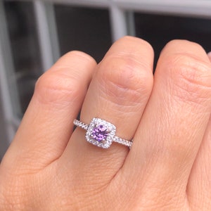 Amethyst Ring. Sterling Silver Delicate Amethyst Ring. Gemstone Ring. February Birthstone Ring. Round Cut Ring. Promise Ring. Sizes 4-10. image 3