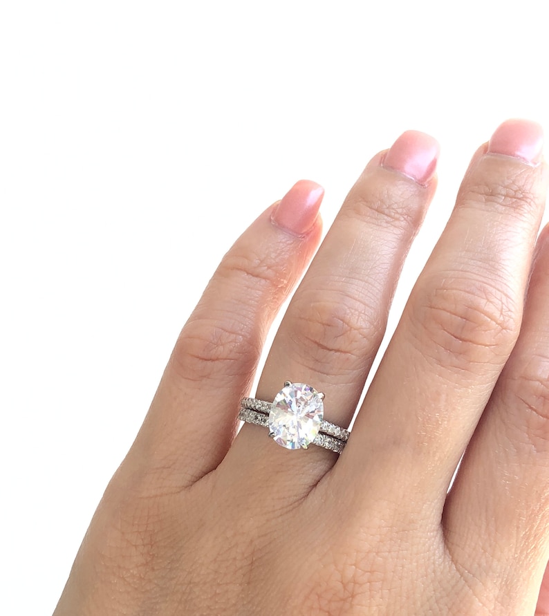 Oval Engagement Ring. Sterling Silver Engagement Ring. 3ct Etsy