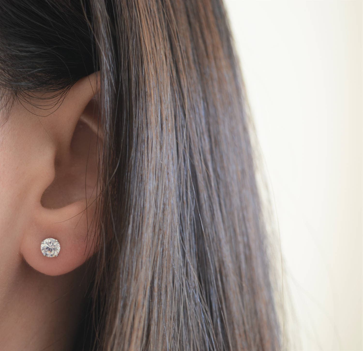 Sterling Silver High Quality Cz Stud Earrings. Round Cz Studs. Etsy