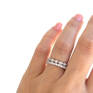 Sterling Silver Ring Set . Silver Wedding Bands. Stackable Rings. Stacking Bands. Unique Wedding Ring Set. Luxury Wedding Bands.