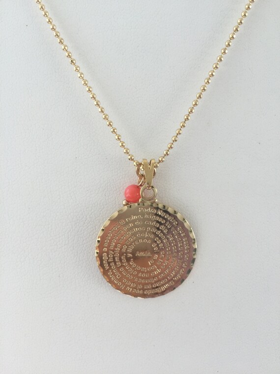 Our Father Prayer Gold Filled Necklace Spanish Collar Del Image 0