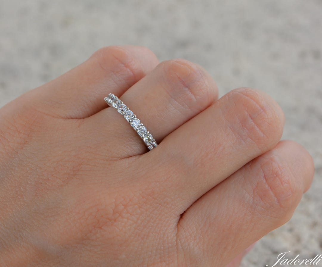 Half Eternity Ring. Silver 2.5mm Half Eternity Band Ring. Wedding