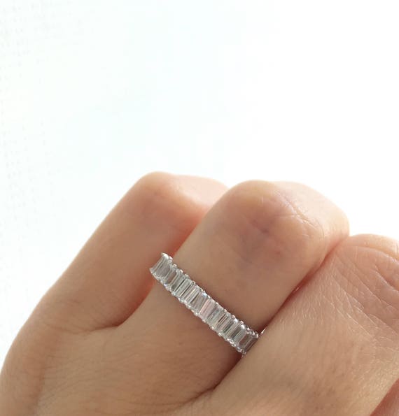 Sterling Silver Baguette CZ Textured Ring Sterling Silver Baguette CZ Textured Ring