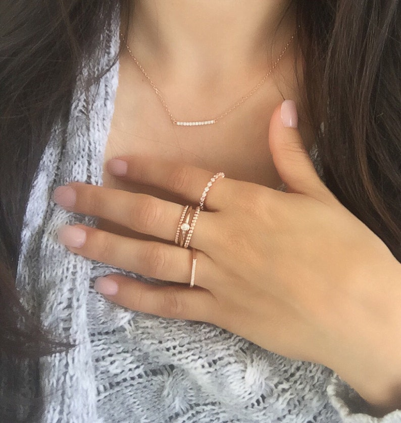 High quality sterling silver ring set. Silver ring set. Ring set. Eternity band ring. Knuckle ring, beaded ring, solitaire ring. image 4