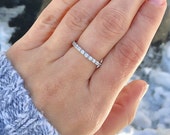 ★ピュアな煌めき【SWAROVSKI】Eternity バンドリング diamond High Quality Sterling Silver Swarovski Crystal 2mm Band Ring