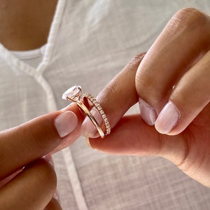 2 Carats Rose Gold Oval Ring. Wedding Ring Set. Rose Gold Ring Set. Oval Engagement Ring. Full Eternity Band. Wedding Bands. Wedding Rings. image 10