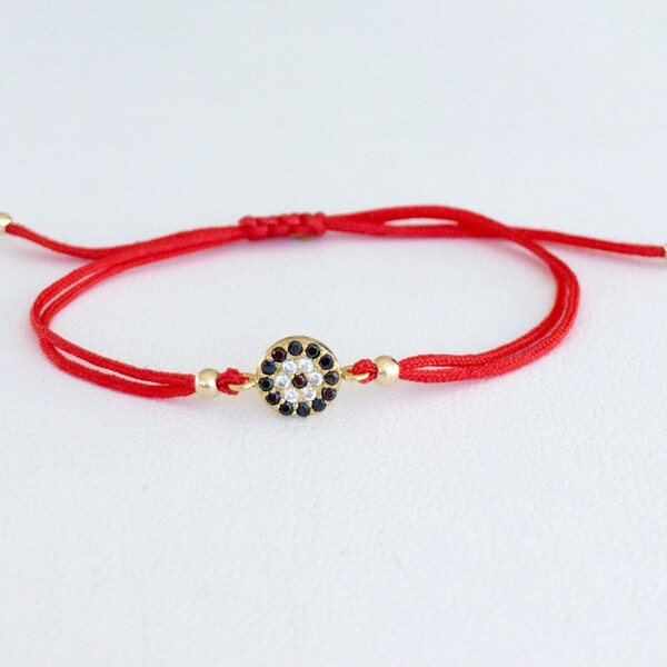 Evil eye bracelet. Protection bracelet. Good luck bracelet. Evil eye string bracelet. Silver evil eye red, brown or black string bracelet.