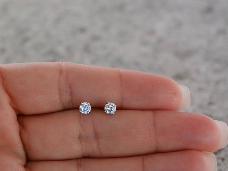 Sterling Silver Premium Quality Cz Stud Earrings. 4MM Round Cz Etsy