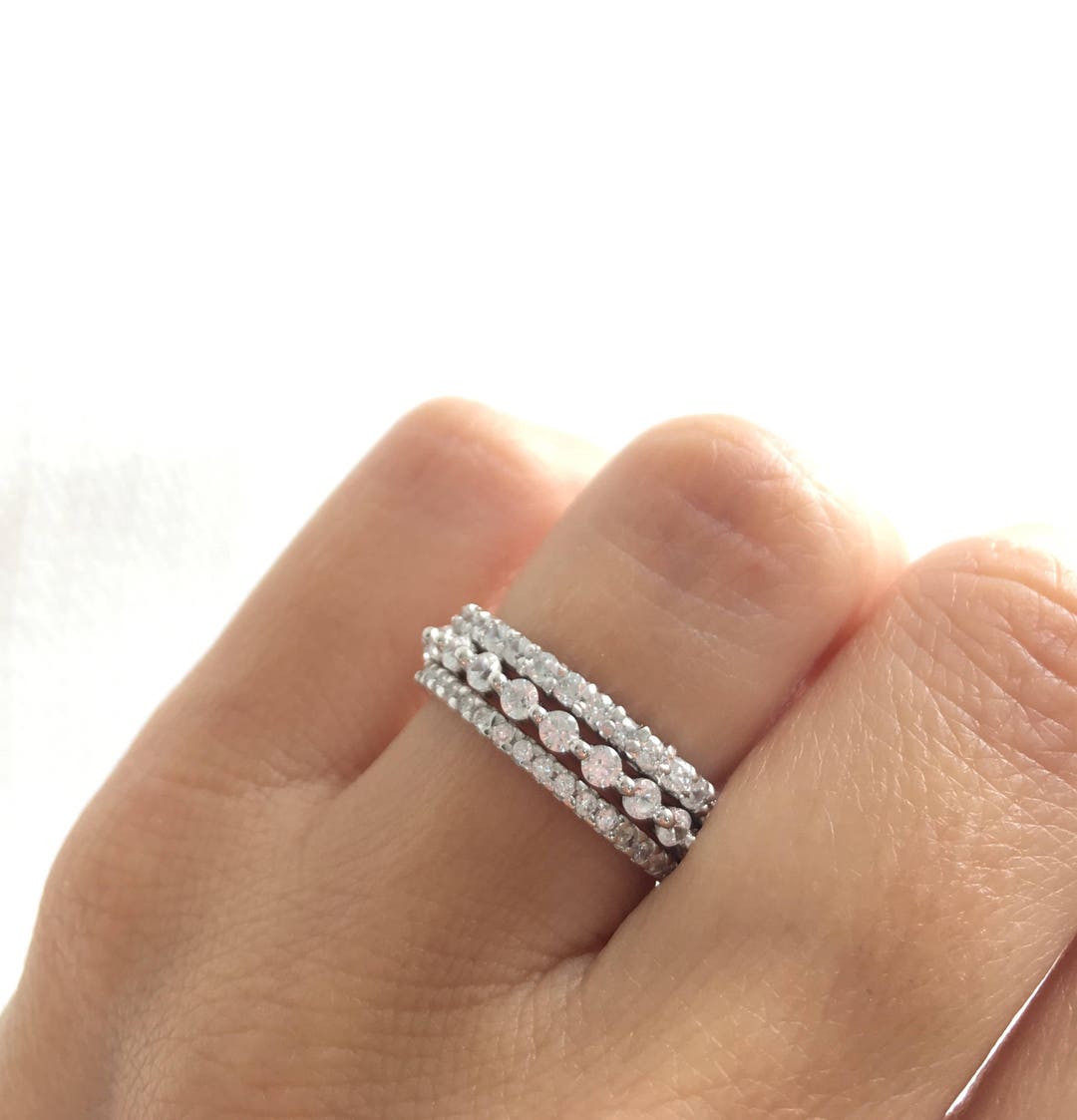 Sterling Silver Stacking Ring Set. Eternity Ring Set. Sterling Etsy